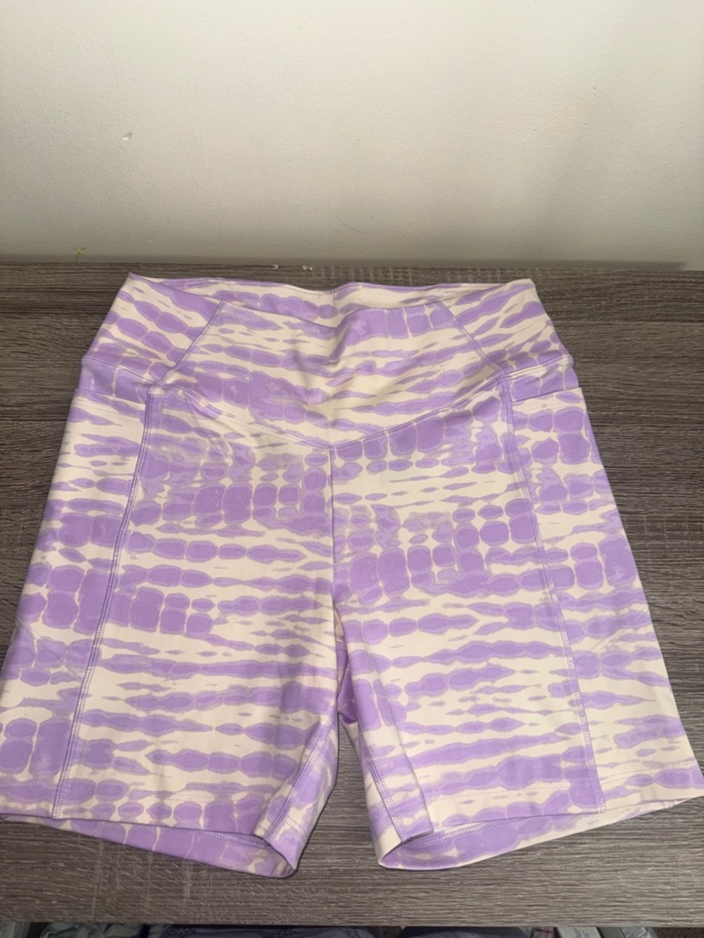 PINK Victoria's Secret Lavender and Cream Tie-Dye High-Rise Bike Shorts